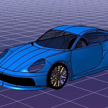 【汽车轿车】porsche 911跑车车壳简易模型3D图纸 CATIA设计