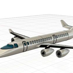 【飞行模型】双涡轮发动机商用飞机简易模型3D图纸 STP格式