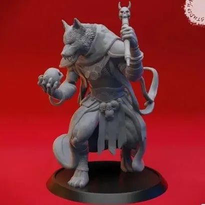 【3D打印】Coyote Necromancer狼人战士模型3D图纸 STP格式