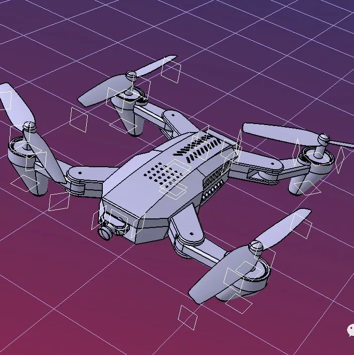 【飞行模型】drone-519四轴无人机简易结构3D图纸 CATIA设计