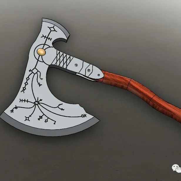 【武器模型】Leviathan斧头模型3D图纸 Solidworks设计