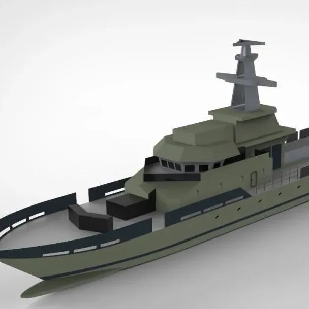 【海洋船舶】Naval Ship Model简易军舰模型3D图纸 Solidworks设计