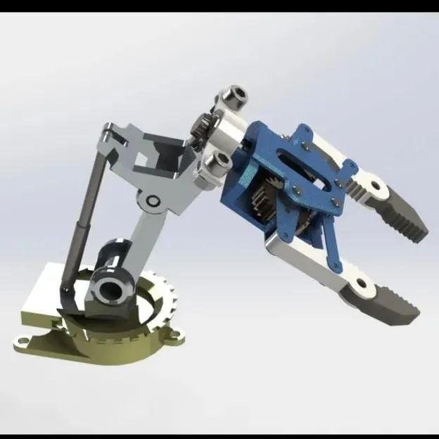 【机器人】3自由度伺服电机驱动的爪形夹持器3D数模图纸 Solidworks设计