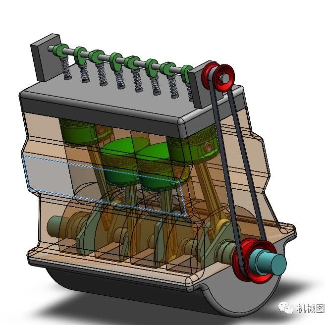 【发动机电机】4-cylinder-engine四缸发动机演示结构3D数模图纸 