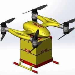 【飞行模型】DHL快递无人机模型3D数模图纸 Solidworks设计 附STEP
