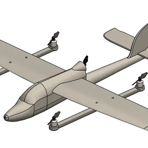 【飞行模型】Skysurfer固定翼垂直起降无人机模型3D图纸 Solidworks设计