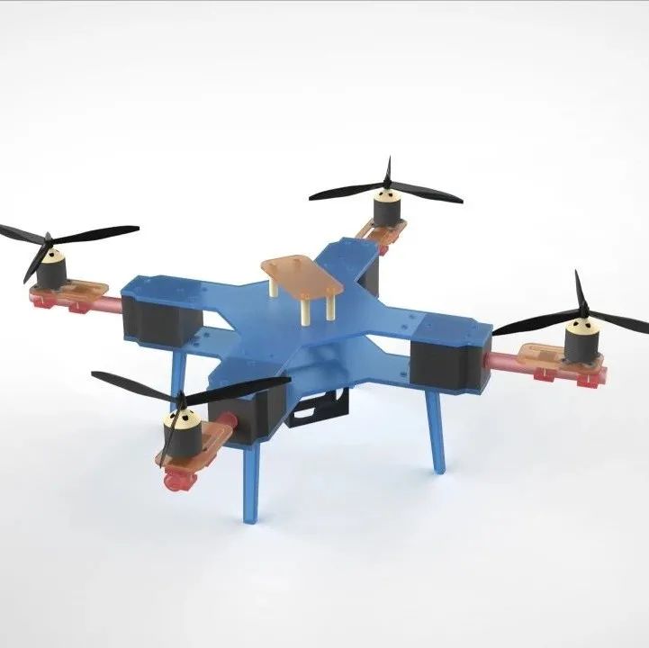 【飞行模型】Drone01简易四轴无人机框架3D数模图纸 STEP格式