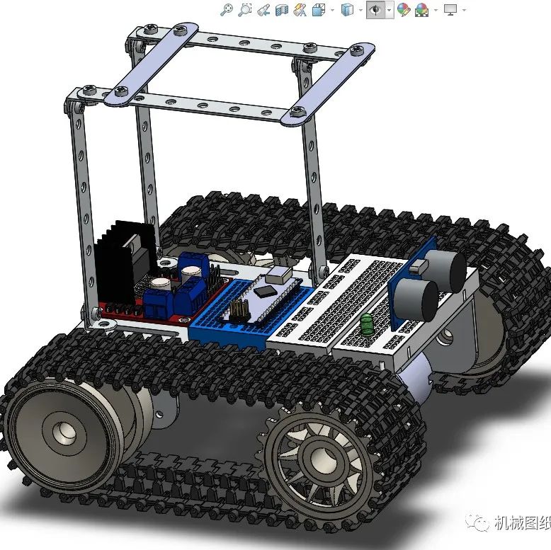 【机器人】arduino driven tank履带小车3D数模图纸 Solidworks设计