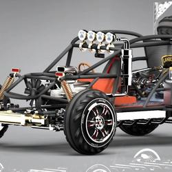 【卡丁赛车】ATV & Buggy钢管越野车模型3D图纸 STEP格式