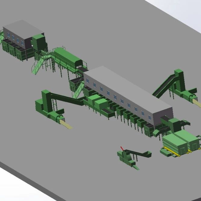 【工程机械】waste sorting plant废物分类厂模型3D图纸 x_t格式