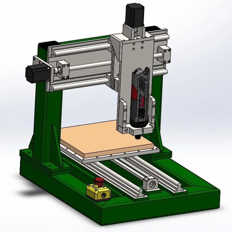 【工程机械】三轴桌面型数控铣床3D数模图纸 Solidworks设计