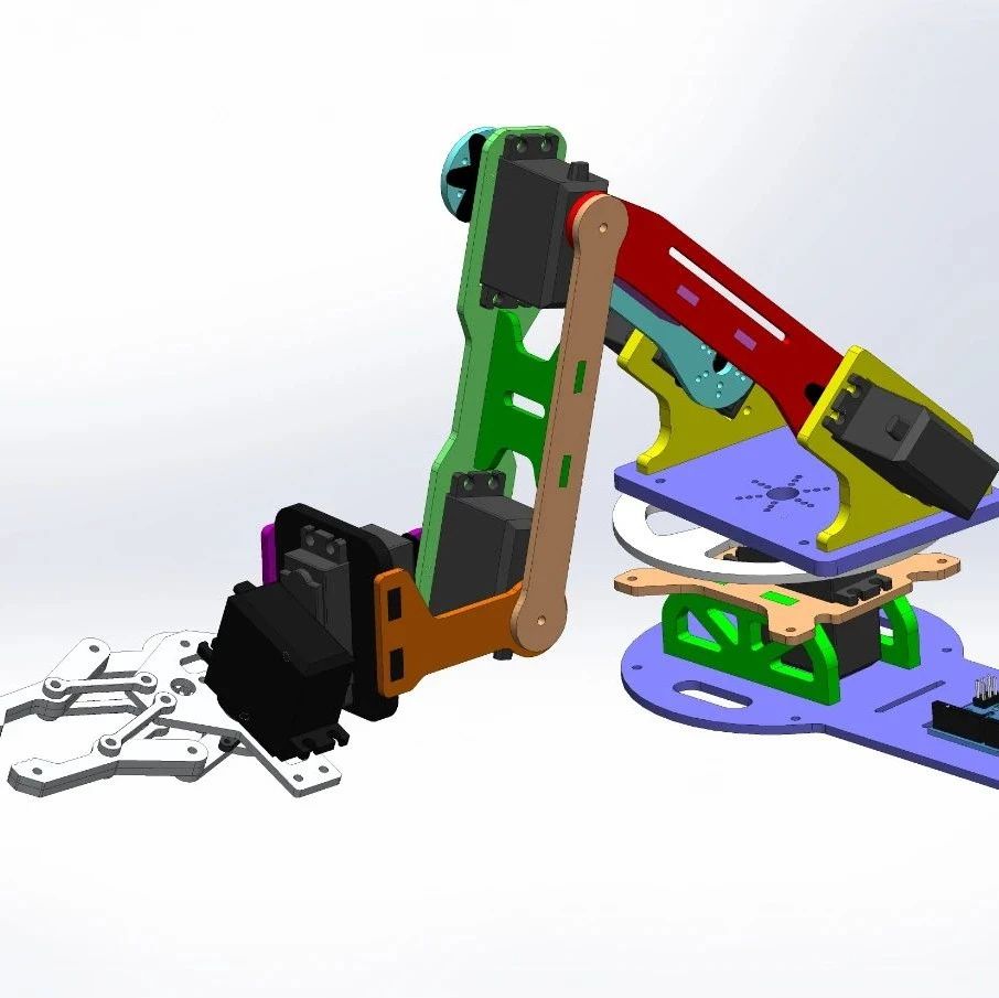 【机器人】Robot Arm 4 DOF V.1.3机械臂3D数模图纸 STEP格式