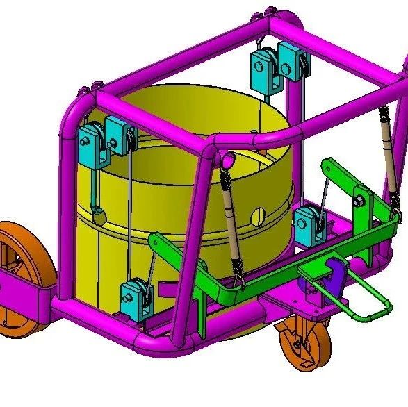 【工程机械】Lift tank罐举升小推车3D数模图纸 IGS格式