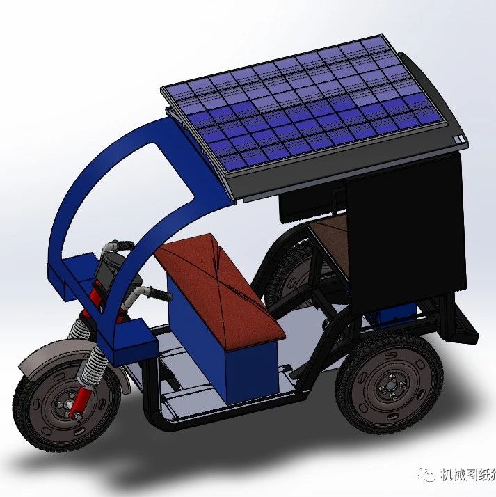 【其他车型】光伏太阳能电动三轮车3D数模图纸 Solidworks设计