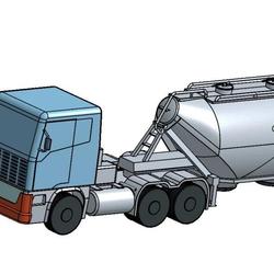 【工程机械】34立方水泥罐车简易模型3D图纸 STEP格式