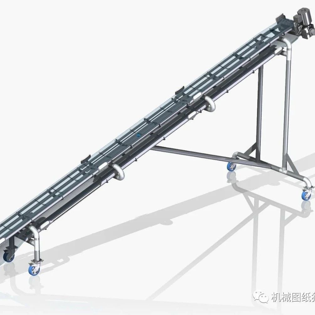【工程机械】带槽形皮带提升输送机3D图纸 STP x_t格式