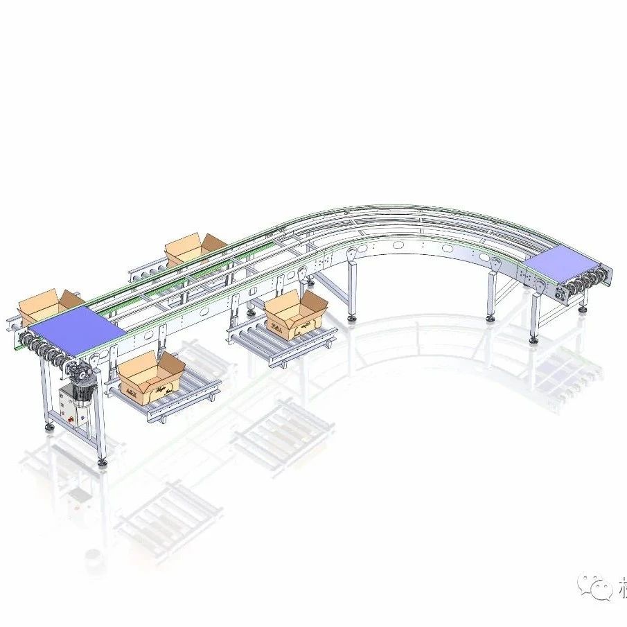 【工程机械】带宽600mm曲线输送机3D图纸 STEP格式