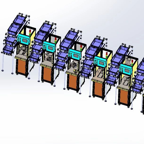 【非标数模】七工位开关装配线3D数模图纸 Solidworks设计