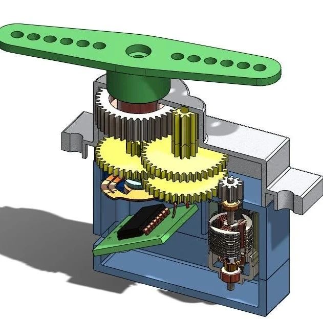 【发动机电机】Servo Motor舵机结构3D图纸 Solidworks设计