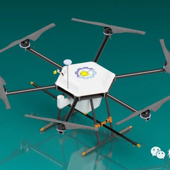 【飞行模型】Hexacopter agriculture六轴农业无人机简易模型3D图纸 STP格式