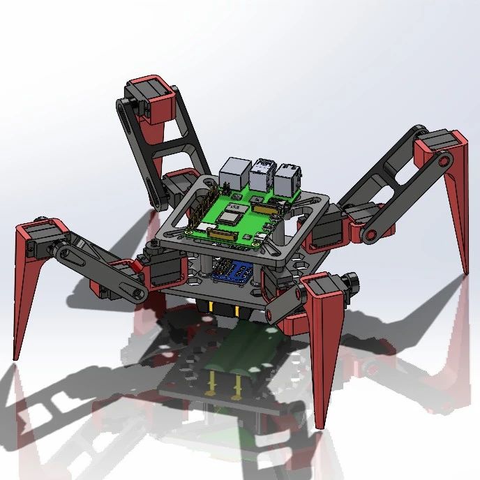 【机器人】12 DOF Quadruped Spider四足蜘蛛机器人3D数模图纸 
