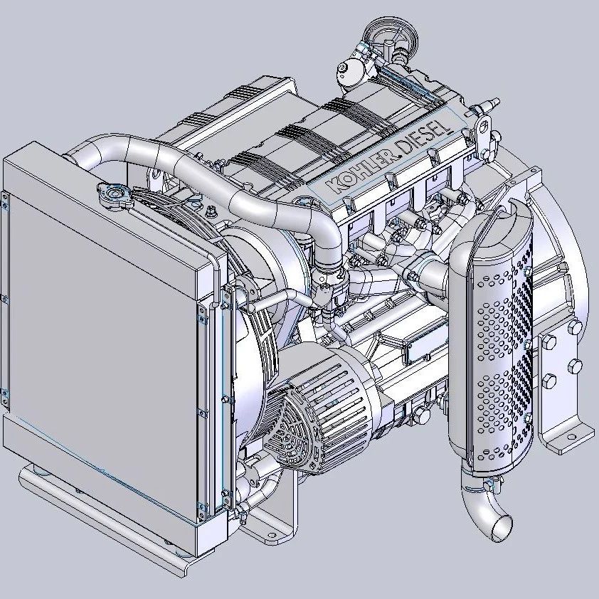 【发动机电机】Kohler 23 HP柴油发动机模型3D图纸 x_t stp格式