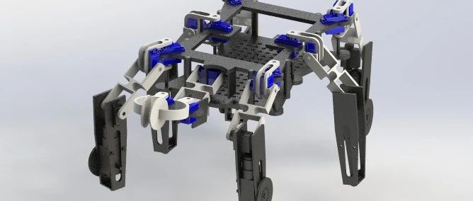 【机器人】六腿四轮机器人框架结构3D图纸 Solidworks设计