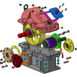 【差减变速器】single-stage-helical一级斜齿轮减速器3D数模图纸 STP格式