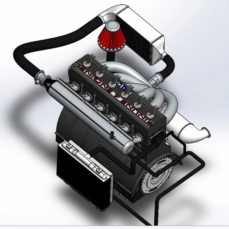 【发动机电机】3853CC直列6缸发动机简易模型3D图纸 Solidworks设计