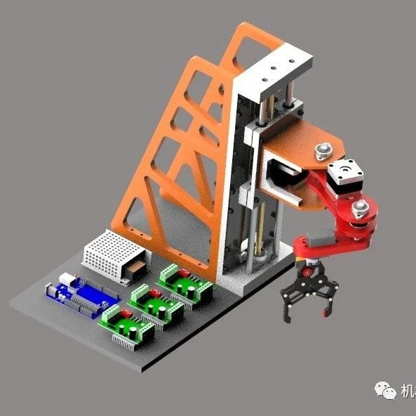 【机器人】Scara Robotic Arm抓取机械臂3D数模图纸 Solidworks设计