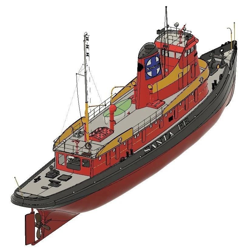 【海洋船舶】edward-j流线型蒸汽拖船模型3D图纸 STEP格式