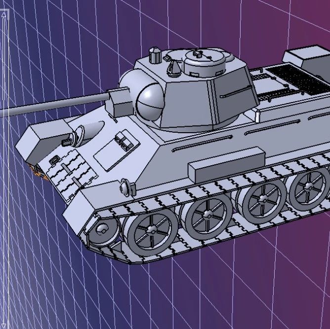 【武器模型】T34-76简易坦克模型3D图纸 STEP格式