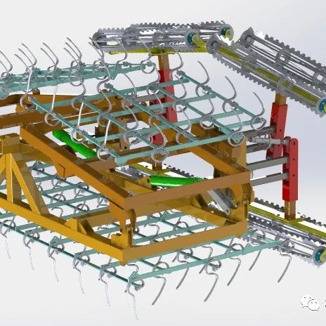 【农业机械】组合固化耙机构3D图纸 Solidworks设计