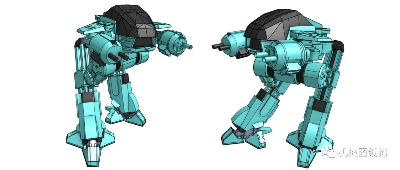 【机器人】ED-209机械战警机器人简易模型3D图纸 x_t格式