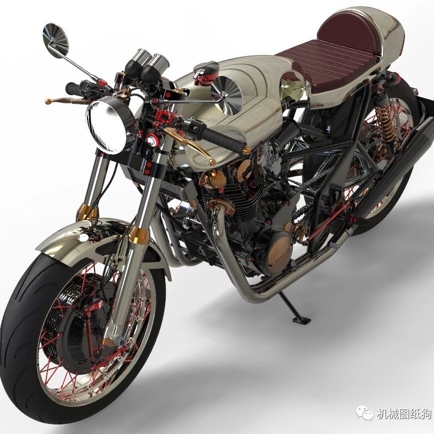【其他车型】YAMAHA XS 650摩托车模型3D图纸 STEP格式