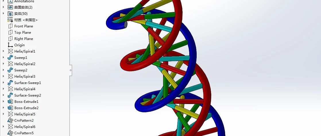 【精巧机构】2款生物双螺旋DNA结构3D图纸 Solidwork设计