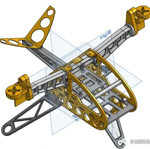 【飞行模型】Bicoper无人机飞行器框架结构3D图纸 STEP格式