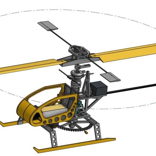 【飞行模型】RC Heli V01玩具直升机框架模型3D图纸 STEP格式