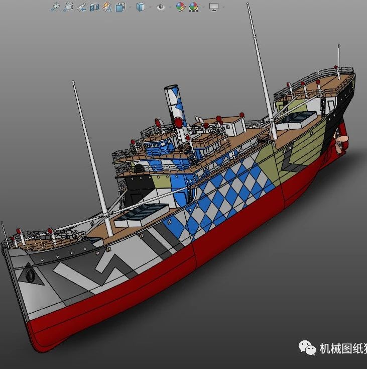 【海洋船舶】ferris-freighter摩天木蒸汽货船模型3D图纸 Solidworks设计