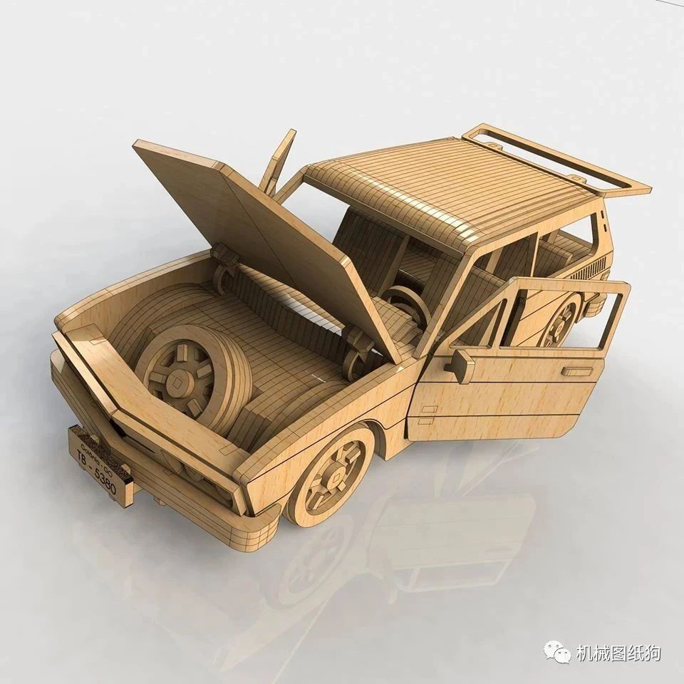 【汽车轿车】VW轿车激光切割模型3D图纸 Solidworks设计