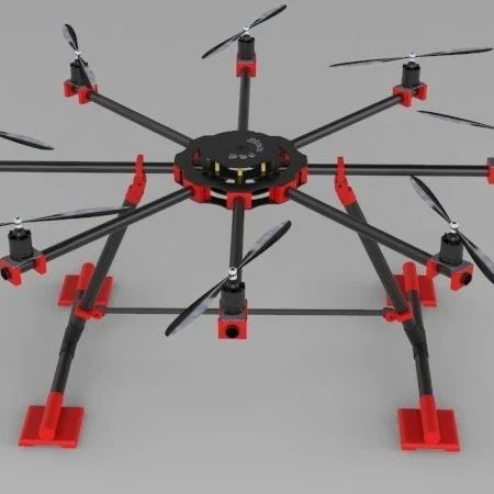 【飞行模型】Drone Octocopter八轴无人机简易模型3D图纸 Solidworks设计