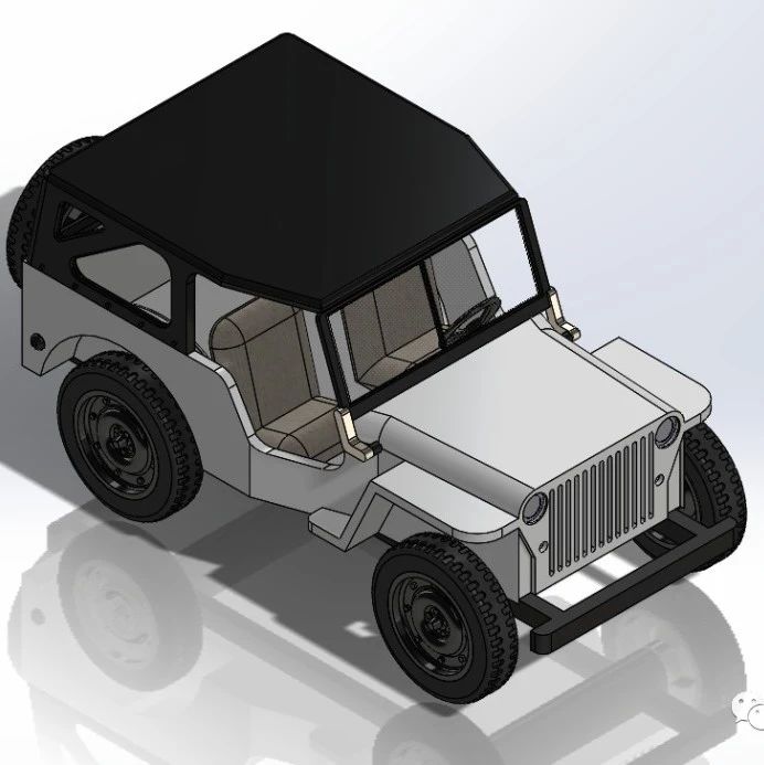 【汽车轿车】Jeep-128简易吉普玩具车小模型3D图纸 Solidworks设计