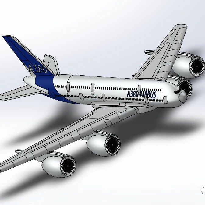 【飞行模型】airbus-a380-plus空客飞机简易模型3D图纸 Solidworks设计