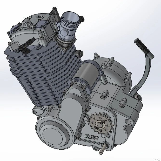 【发动机电机】大型单缸摩托车发动机3D数模图纸 Solidworks设计 附step