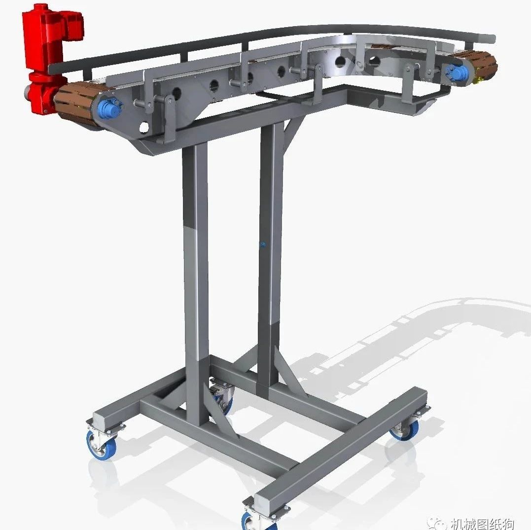 【工程机械】90度板条输送链3D数模图纸 x_t stp格式