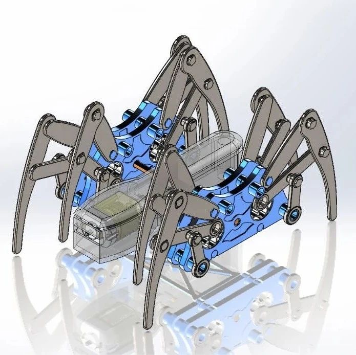 【机器人】Robotic Spider蜘蛛八足爬行结构3D图纸 Solidworks设计