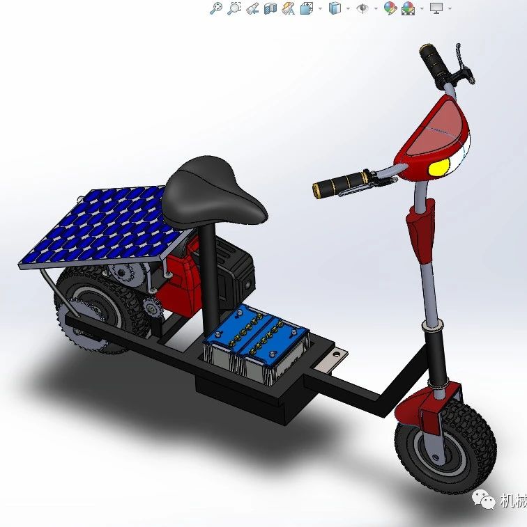 【其他车型】solar-bike太阳能自行车模型3D图纸 Solidworks设计