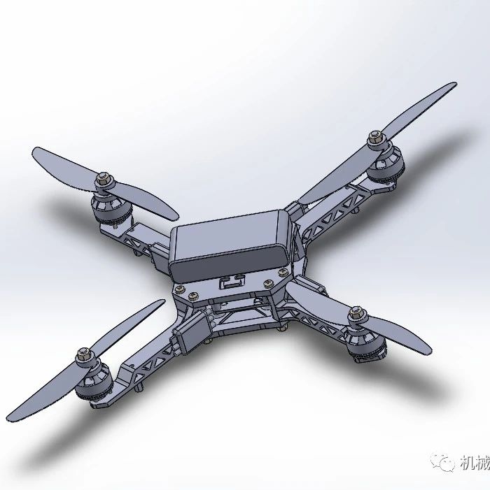 【飞行模型】Drone-449四轴无人机简易模型3D图纸 Solidworks设计
