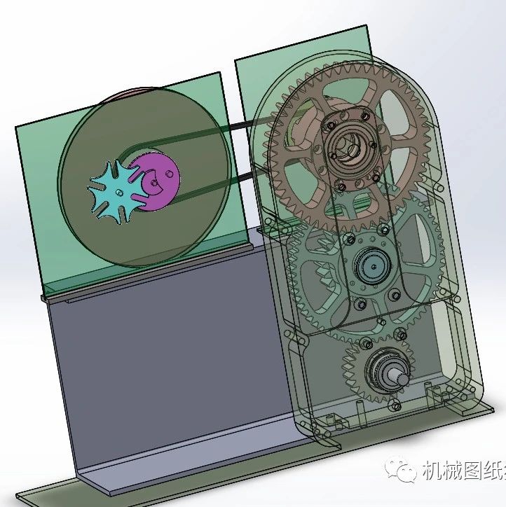 【精巧机构】皮带传动槽轮机构3D图纸 Solidworks设计