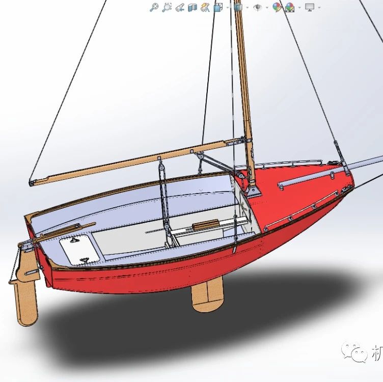 【海洋船舶】3.4M帆船模型3D图纸 Solidworks设计 附x_t